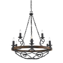  1821-9 BI - Wry Lighting Madera 9-light Chandelier in Black Iron
