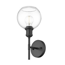  1945-1W BLK-GLOBE-CLR - Wry Lighting Axel 1-light Wall Sconce in Matte Black and Globe Clear Glass