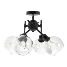  1945-SF BLK-GLOBE-SD - Wry Lighting Axel 4-light Semi-Flush Mount in Matte Black and Globe Seeded Glass