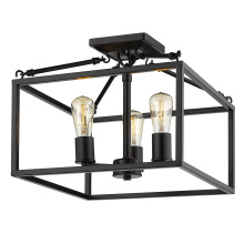  2072-SF BLK - Golden Lighting Wesson 3-light Semi-Flush Mount in Matte Black
