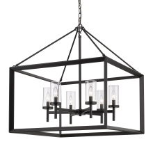  2073-6 BLK-CLR - Golden Lighting Smyth 6-light Chandelier in Matte Black