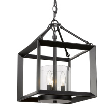  2073-M3 BLK-CLR - Golden Lighting Smyth 3-light Chandelier in Matte Black
