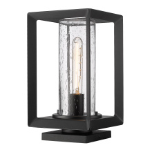  2073-OPR NB-SD - Golden Lighting Smyth 1-light Outdoor Pier Mount in Natural Black and Seeded Glass