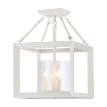  2073-SF NWT-CLR - Golden Lighting Smyth 3-light 17"H Semi-Flush Mount in Natural White and Clear Glass