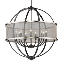  3167-9 BLK-PW - Golden Lighting Colson 9-light Chandelier in Matte Black and Pewter shade
