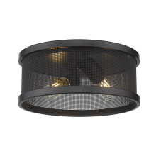  3168-FM11 BLK-BLK - Golden Lighting Channing 2-light Flush Mount in Matte Black