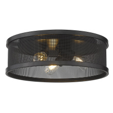  3168-FM15 BLK-BLK - Golden Lighting Channing 3-light Flush Mount in Matte Black