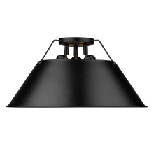  3306-3FM BLK-BLK - Yep by Golden Lighting Orwell 3-light Flush Mount in Matte Black