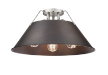  3306-3FM PW-RBZ - Yep by Golden Lighting Orwell 3-light Flush Mount in Pewter and Rubbed Bronze shade