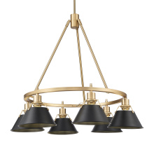  3306-6 BCB-BLK - Yep by Golden Lighting Orwell 6-light Chandelier in Brushed Champagne Brass and Matte Black shade