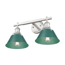  3306-BA2 PW-GN - Yep by Golden Lighting Orwell 2-light Vanity in Pewter and Pine Green shade