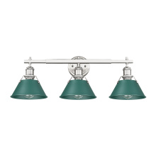  3306-BA3 PW-GN - Yep by Golden Lighting Orwell 3-light Vanity in Pewter and Pine Green shade