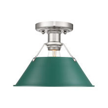  3306-FM PW-GN - Yep by Golden Lighting Orwell 1-light Flush Mount in Pewter and Pine Green shade