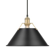  3306-L BCB-BLK - Yep by Golden Lighting Orwell 1-light 14in Pendant in Brushed Champagne Brass and Matte Black shade