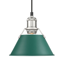  3306-S PW-GN - Yep by Golden Lighting Orwell 1-light 8in Pendant in Pewter and Pine Green shade