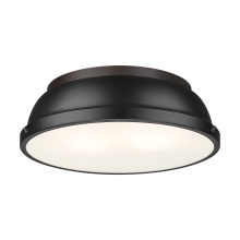  3602-14 RBZ-BLK - Yep by Golden Lighting Duncan 2-light Flush Mount in Rubbed Bronze and Matte Black shade