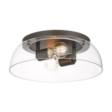  3602-14 RBZ-CLR - Yep by Golden Lighting Duncan 2-light Flush Mount in Rubbed Bronze and Clear Glass