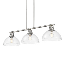  3602-3LP PW-CLR - Yep by Golden Lighting Duncan 3-light Island Light in Pewter and Clear Glass