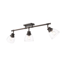  3602-3SF RBZ-CLR - Yep by Golden Lighting Duncan 3-light Semi-Flush Mount in Rubbed Bronze and Clear Glass