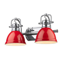  3602-BA2 CH-RD - Yep by Golden Lighting Duncan 2-light Vanity in Chrome and Red shade