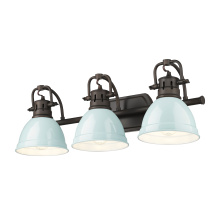  3602-BA3 RBZ-SF - Yep by Golden Lighting Duncan 3-light Vanity in Rubbed Bronze and Seafoam shade