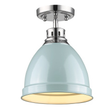  3602-FM CH-SF - Wry Lighting Duncan 1-light Flush Mount in Chrome and Seafoam shade