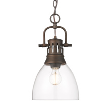  3602-S RBZ-CLR - Yep by Golden Lighting Duncan 1-light 9in chain hung Pendant in Rubbed Bronze and Clear Glass