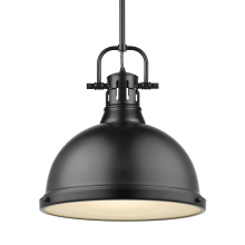 3604-L BLK-BLK - Yep by Golden Lighting Duncan 1-light 14in Rod Hung Pendant in Matte Black