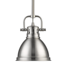  3604-M1L PW-PW - Wry Lighting Duncan 1-light 7in Rod Hung Pendant in Pewter