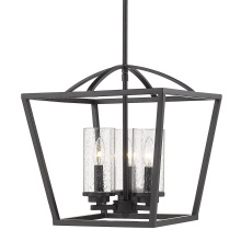  4309-3P BLK-BLK-SD - Golden Lighting Mercer 3-light Pendant in Matte Black
