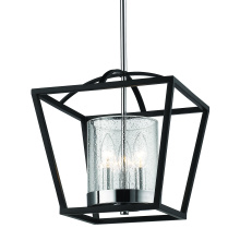  4309-M3 BLK-SD - Golden Lighting Mercer 3-light Chandelier in Matte Black and Chrome Accents