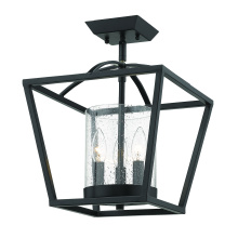  4309-SF BLK-BLK-SD - Golden Lighting Mercer 3-light Semi-Flush Mount in Matte Black