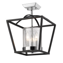  4309-SF BLK-SD - Golden Lighting Mercer 3-light Semi-Flush Mount in Matte Black and Chrome Accents