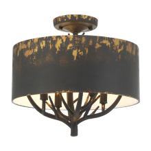  4500-4SF ABI - Wry Lighting Arboreal 4-light Semi-Flush Mount in Antique Black Iron
