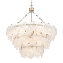  6007-27 AGS-CCG - Yep by Golden Lighting Cascada 11-light Pendant in Aegean Silver and Cirrus Cloud Glass