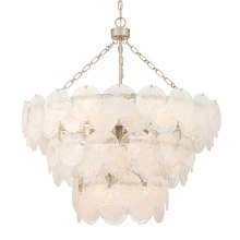  6007-32 AGS-CCG - Yep by Golden Lighting Cascada 13-light Pendant in Aegean Silver and Cirrus Cloud Glass