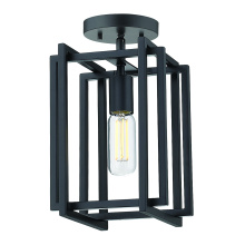  6070-1SF BLK-BLK - Golden Lighting Tribeca 1-light Semi-Flush Mount in Matte Black