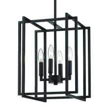  6070-4 BLK-BLK - Golden Lighting Tribeca 4-light Pendant in Matte Black