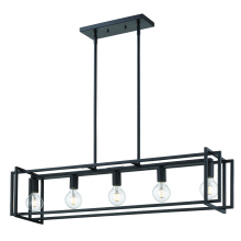  6070-LP BLK-BLK - Golden Lighting Tribeca 5-light Island Light in Matte Black