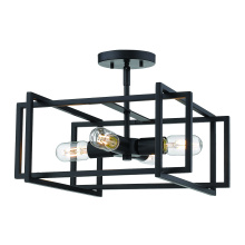  6070-SF BLK-BLK - Golden Lighting Tribeca 4-light Semi-Flush Mount in Matte Black