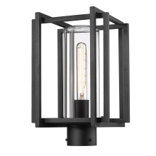  6071-OPST NB-CLR - Golden Lighting Tribeca 1-light Outdoor Post in Natural Black and Clear Glass