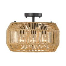  6076-SF BLK-NR - Golden Lighting Marlee 3-light Semi-Flush Mount in Matte Black