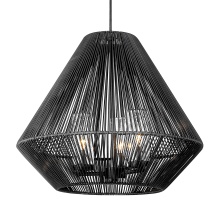  6937-O3P NB-MBW - Golden Lighting Valentina 3-light Outdoor Pendant in Natural Black