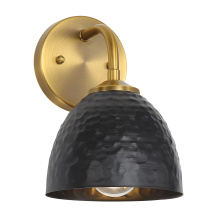  6950-1W MBS-BLK - Golden Lighting Shepard 1-light Wall Sconce in Modern Brass and Matte Black shade