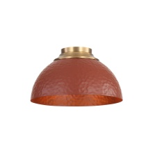  6950-FM MBS-RC - Golden Lighting Shepard 3-light Flush Mount in Modern Brass and Russet Clay shade