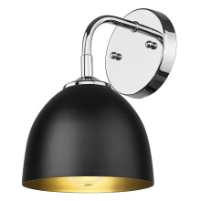  6956-1W CH-BLK - Yep by Golden Lighting Zoey 1-light Wall Sconce in Chrome and Matte Black shade
