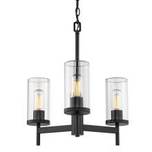  7011-3 BLK-CLR - Golden Lighting Winslett 3-light Chandelier in Matte Black