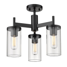  7011-3SF BLK-CLR - Golden Lighting Winslett 3-light Semi-Flush Mount in Matte Black