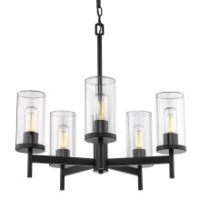  7011-5 BLK-CLR - Golden Lighting Winslett 5-light Chandelier in Matte Black