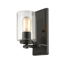  7041-1W BLK-CLR - Golden Lighting Monroe 1-light Wall Sconce in Matte Black